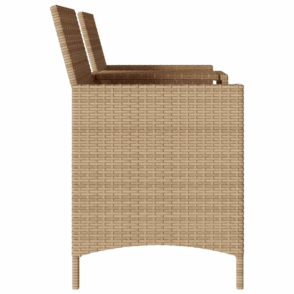 Two-seater garden sofa with table and cushions, sand-colored
