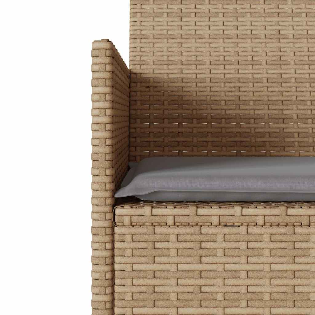 Two-seater garden sofa with table and cushions, sand-colored