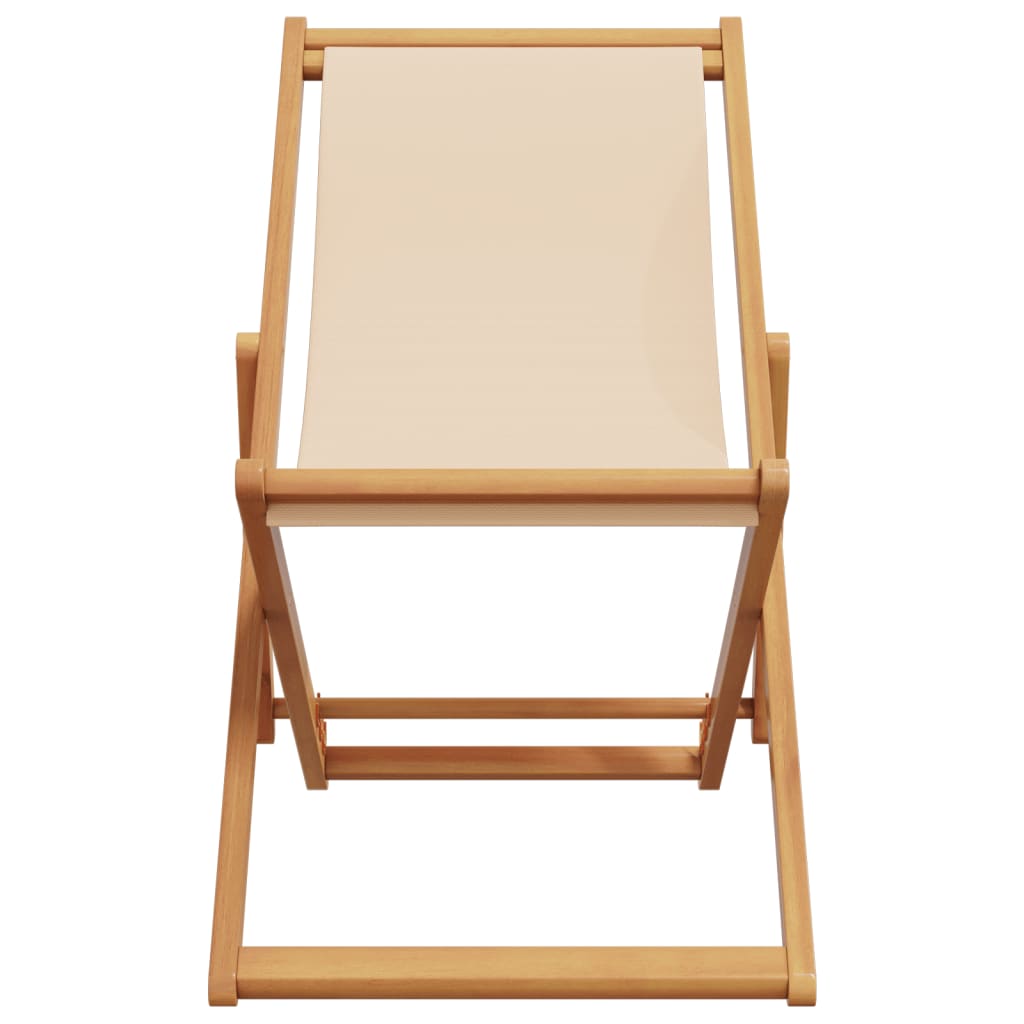 Foldable beach chair, sand, eucalyptus and fabric