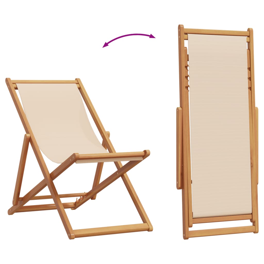 Foldable beach chair, sand, eucalyptus and fabric