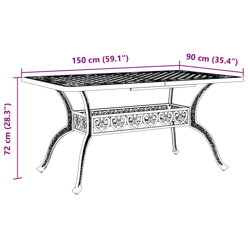 Sodo stalas Žalia 150 x 90 x 72 cm Aliuminis