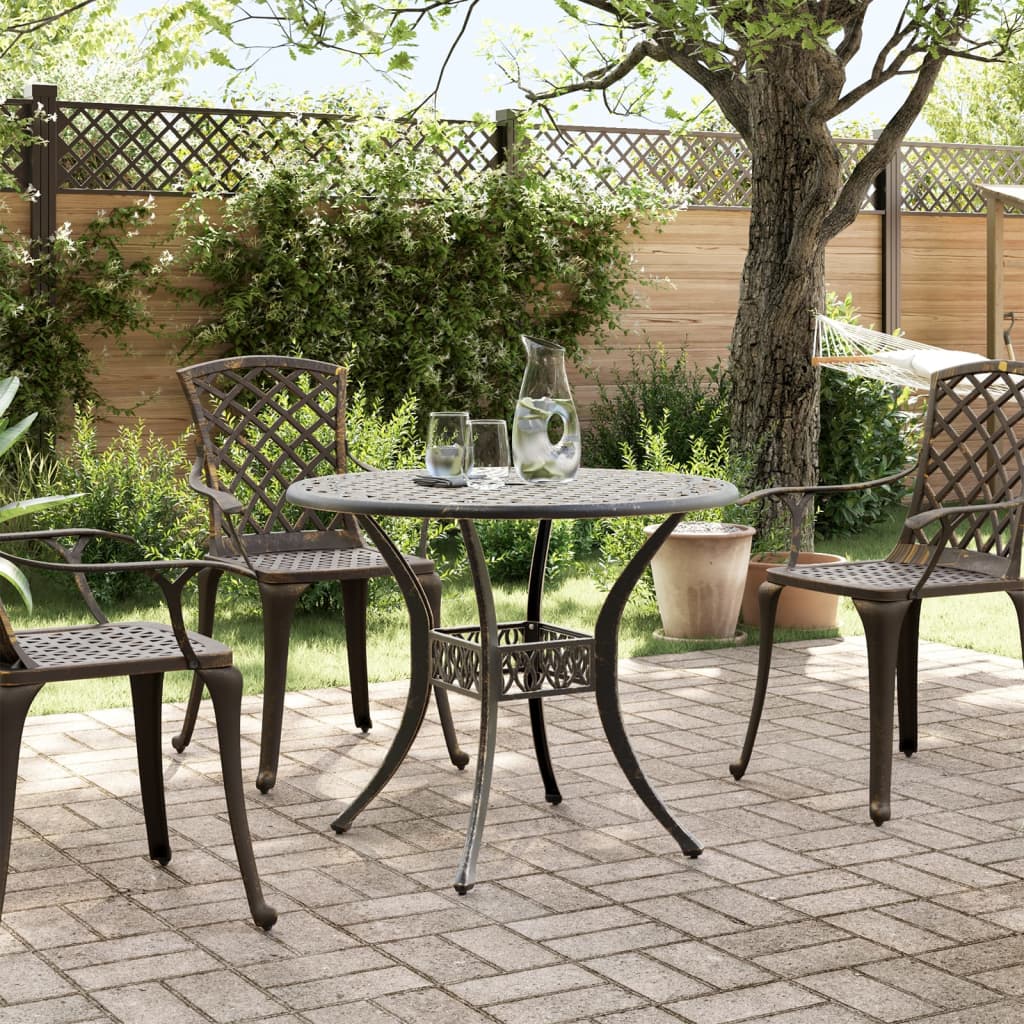 Garden table, bronze, 90x75cm, cast aluminum