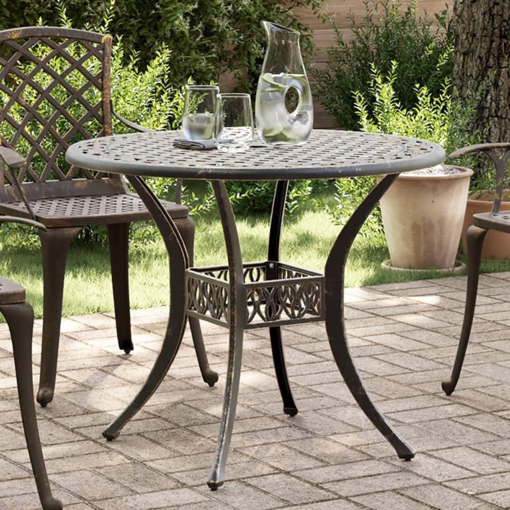 Garden table, bronze, 90x75cm, cast aluminum