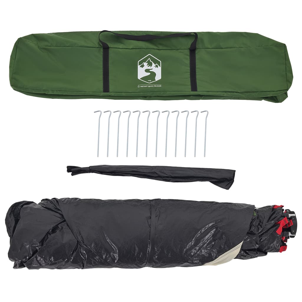 Telts atpūtai, zaļa, četrām personām, ātri saliekama/izjaucama