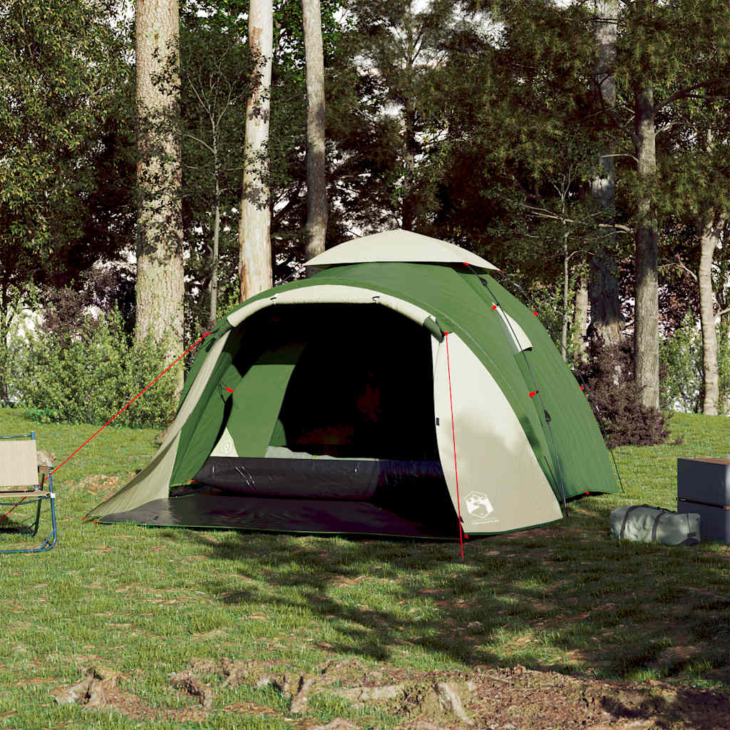 Camping tent, green, three-person, dome-shaped