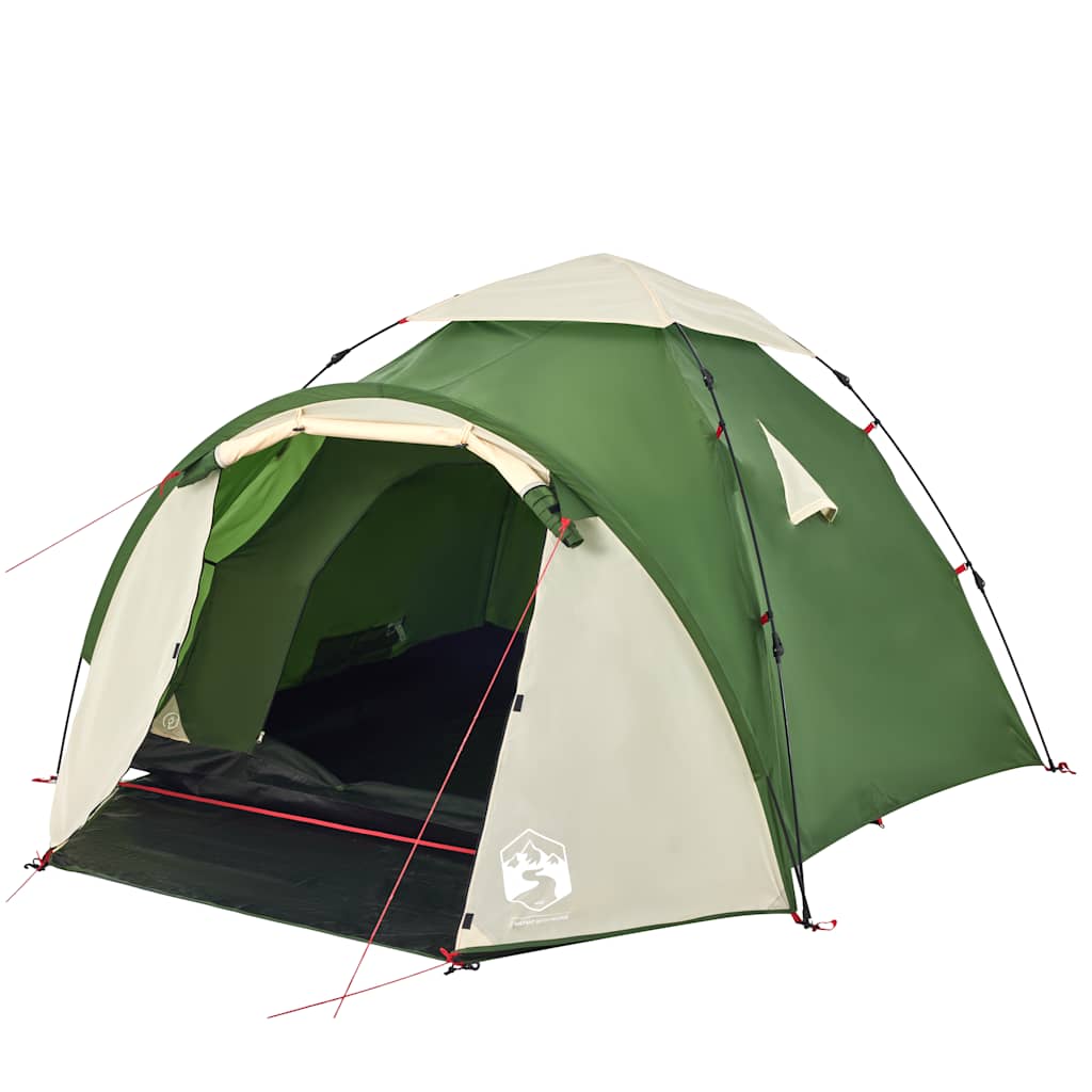Camping tent, green, three-person, dome-shaped