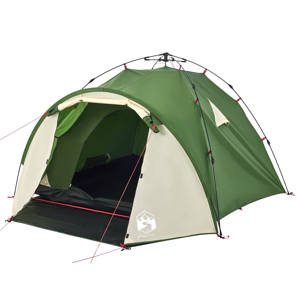 Camping tent, green, three-person, dome-shaped