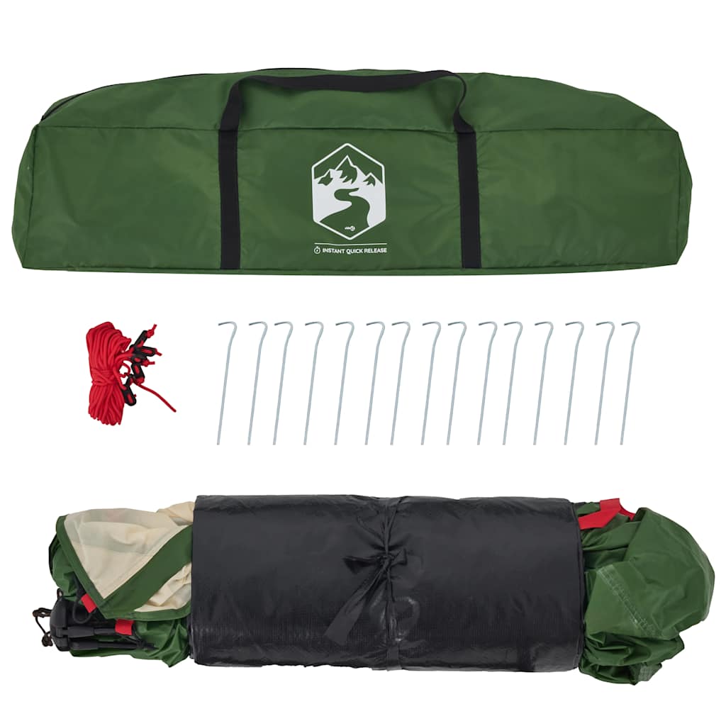 Camping tent, green, three-person, dome-shaped