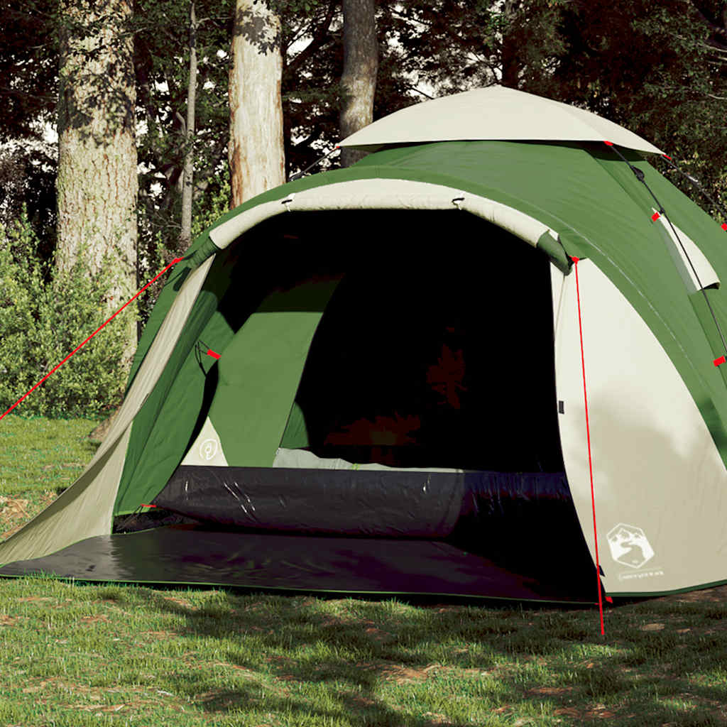 Camping tent, green, three-person, dome-shaped