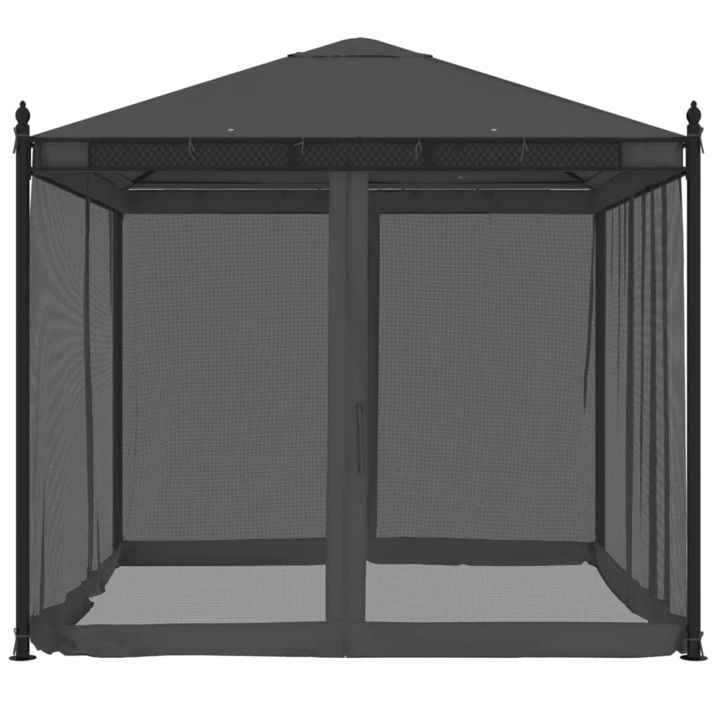 Pavėsinė su tinkleliu XANDER, antracito, 2,93x2,93m