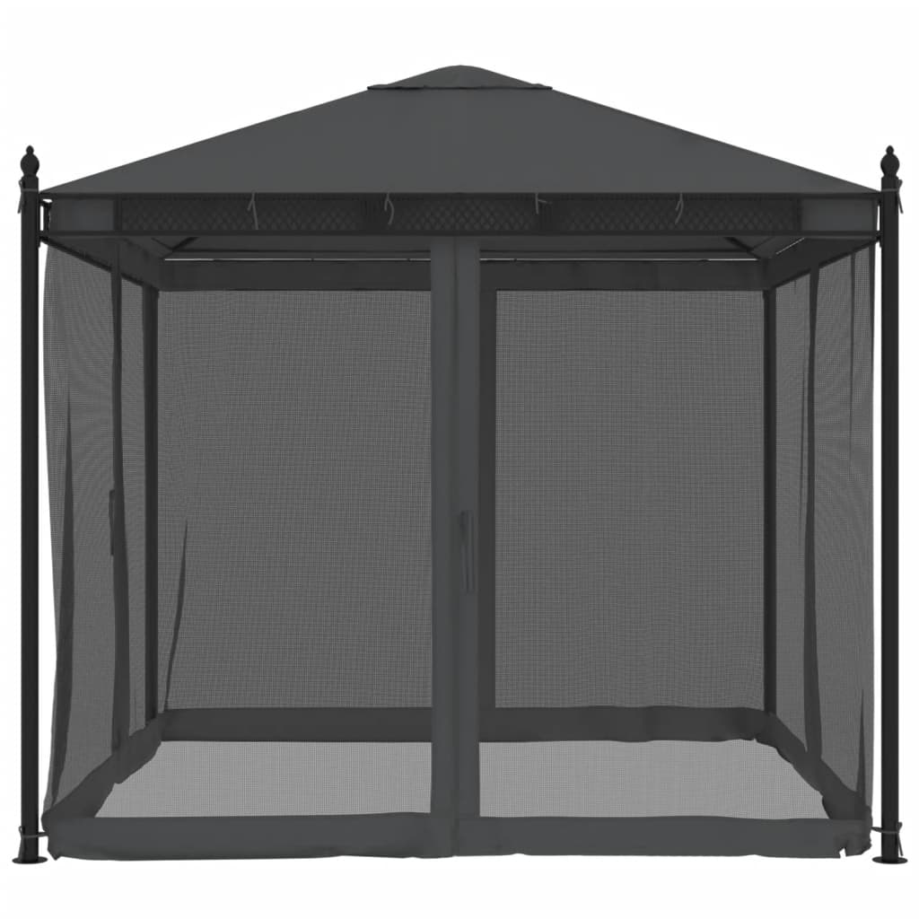 Pavėsinė su tinkleliu XANDER, antracito, 2,93x2,93m