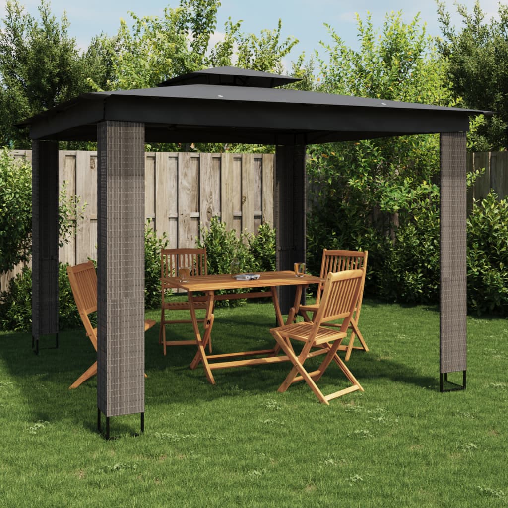 Gazebo with a double roof XANDER, anthracite, 2.94x2.94m