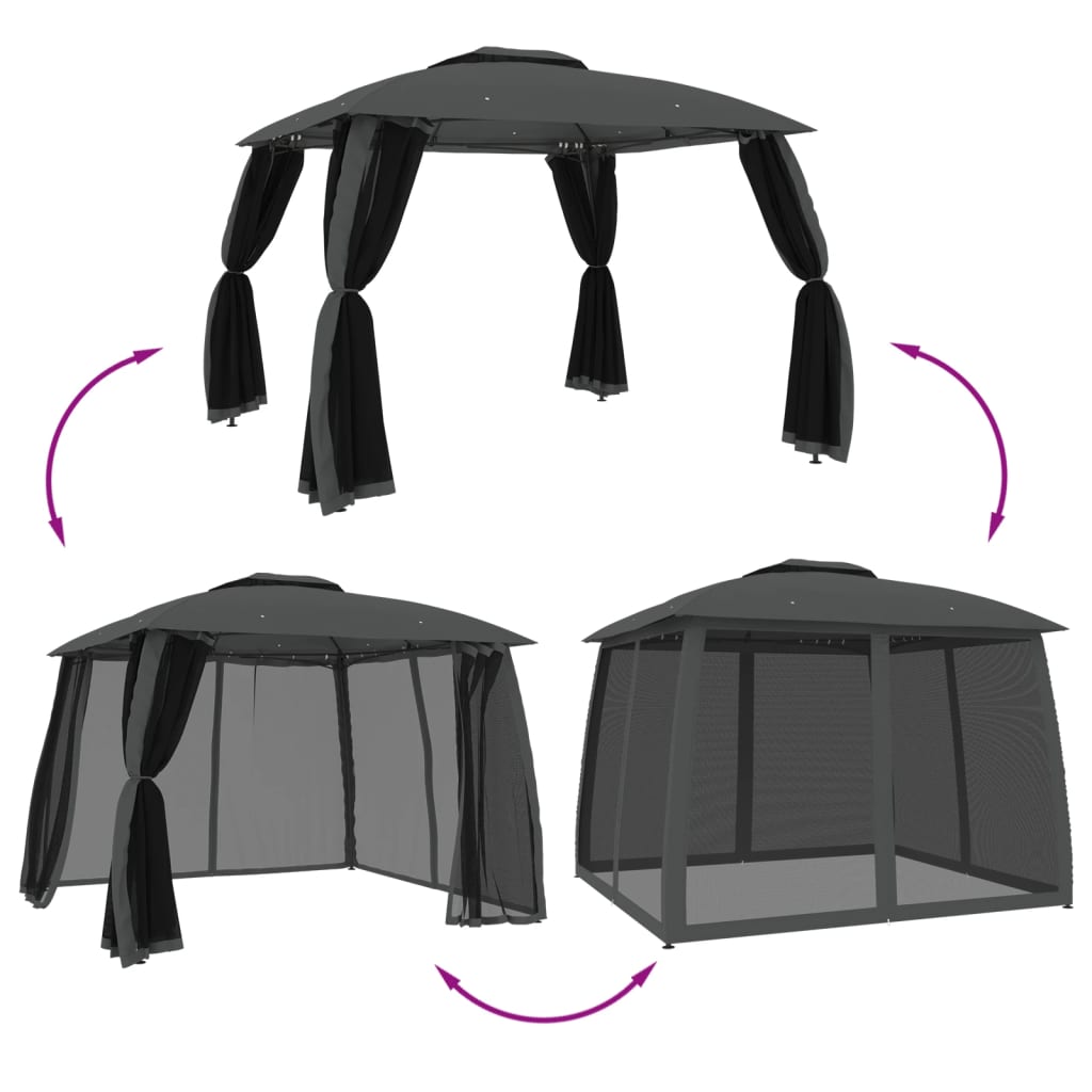Gazebo with Roof XANDER, anthracite, 2.93x2.93m