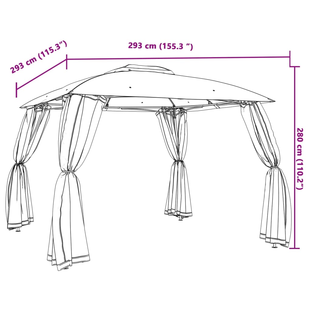 Gazebo with Roof XANDER, anthracite, 2.93x2.93m