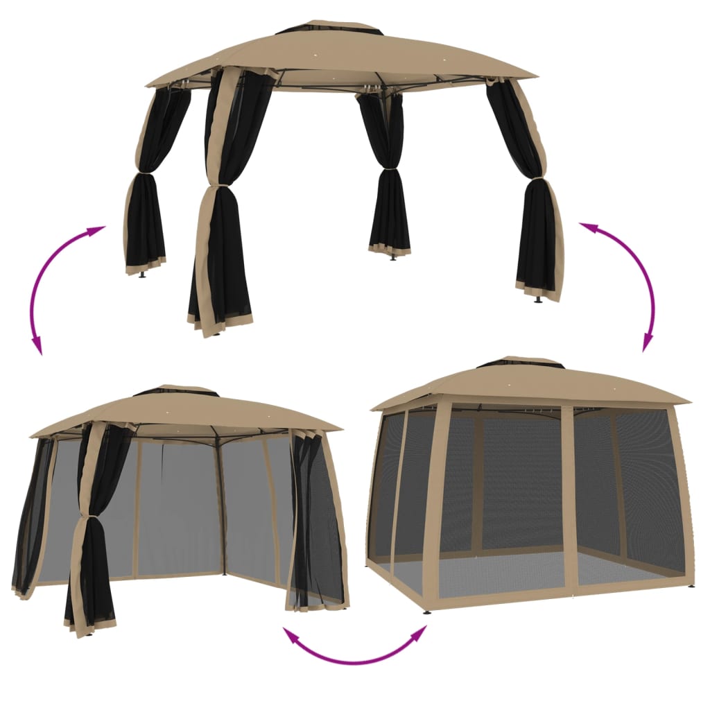 Pavėsinė su stogu XANDER, taupe, 2,93x2,93m