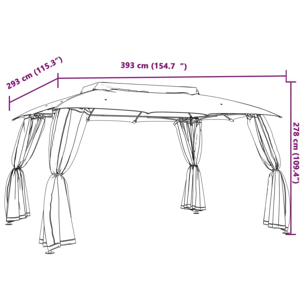 Gazebo with roof XANDER, cream, 3.93x2.93m