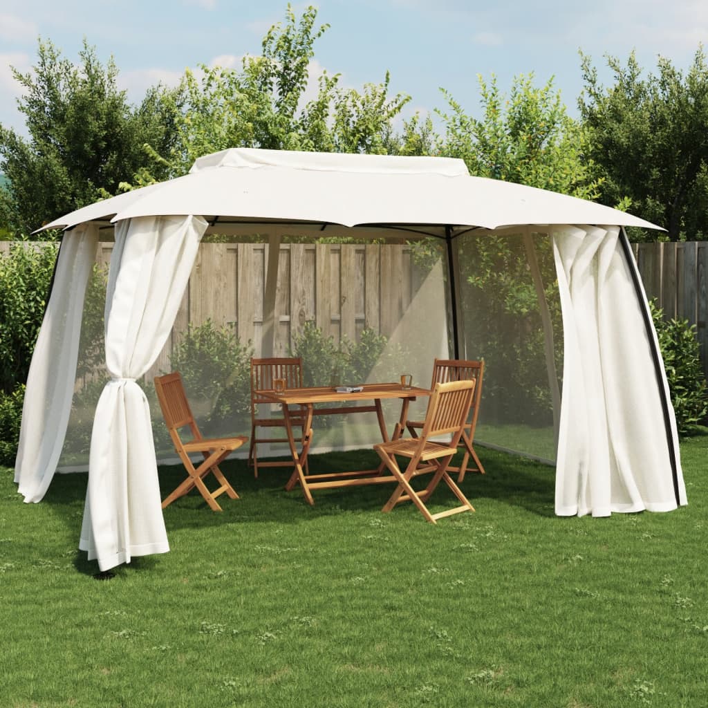 Gazebo with roof XANDER, cream, 3.93x2.93m