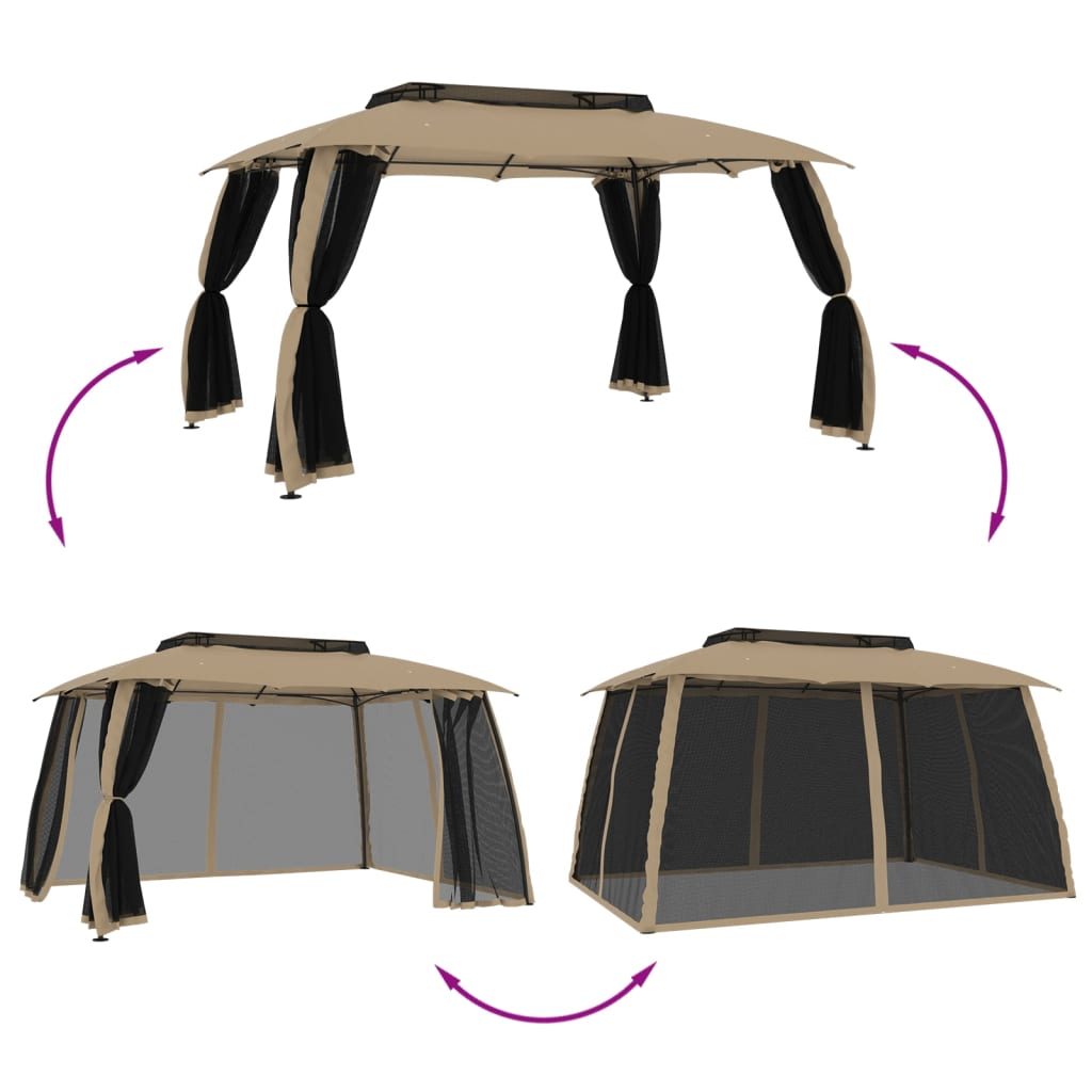 Pavėsinė su stogu XANDER, taupe, 3,93x2,93m