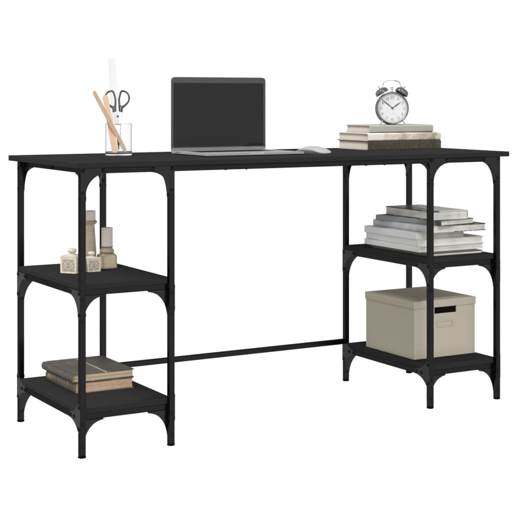 Writing desk, black, 140x50x75cm, metal/engineered wood