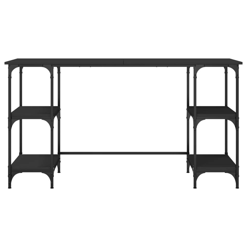Writing desk, black, 140x50x75cm, metal/engineered wood