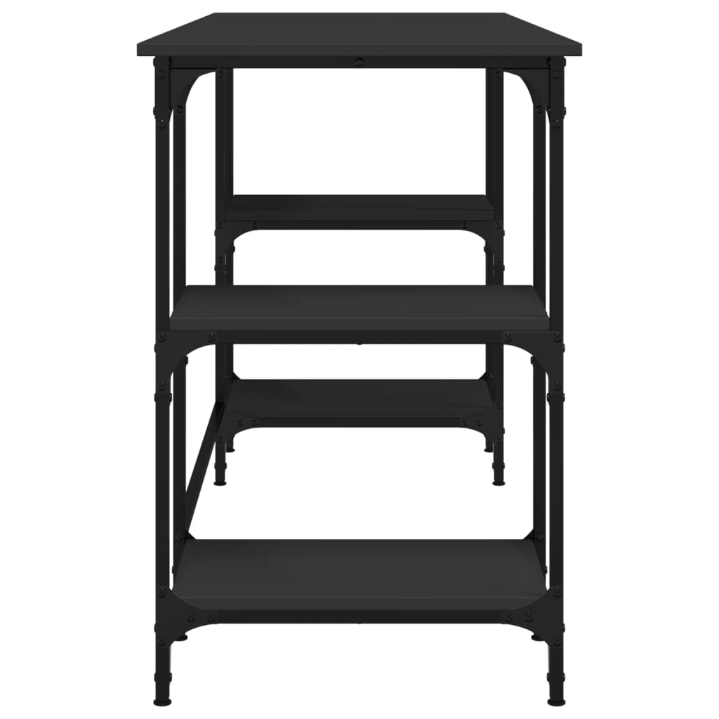 Rašomasis stalas, juodas, 140x50x75cm, metalas/apdirbta mediena
