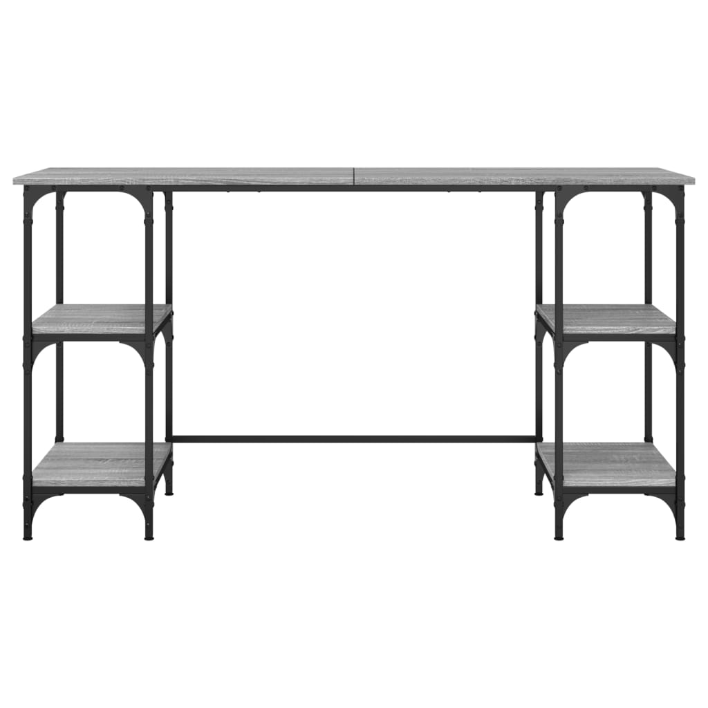 Desk, gray oak, 140x50x75cm, metal/wood