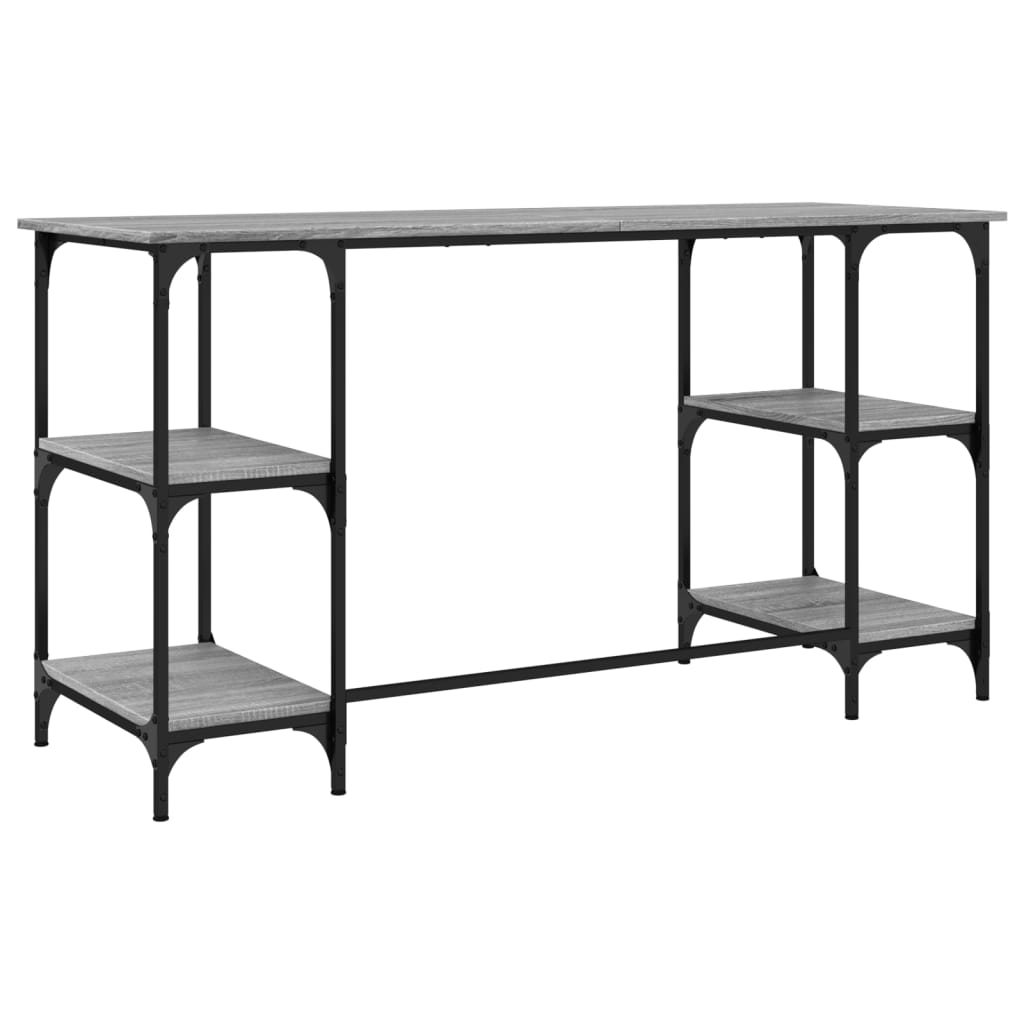 Desk, gray oak, 140x50x75cm, metal/wood