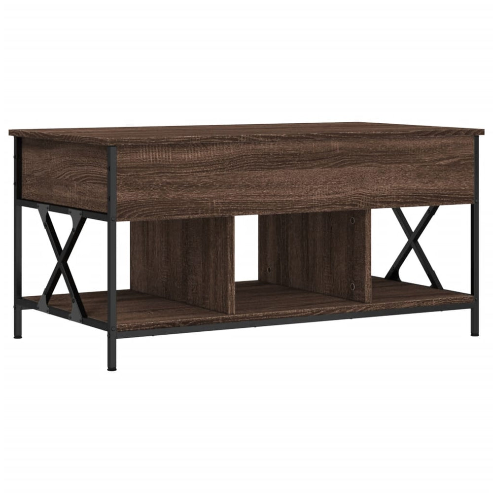 Kavos staliukas, rudas ąžuolo, 100x55x50cm, mediena ir metalas