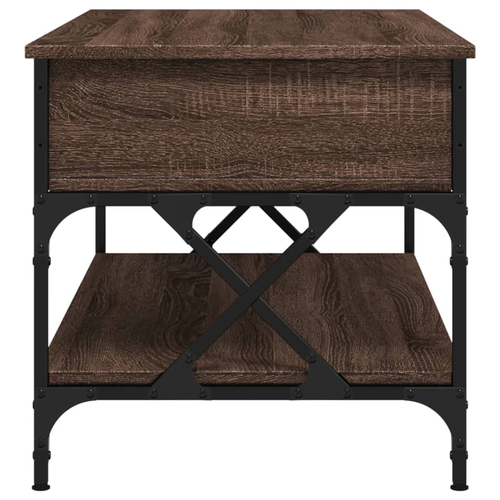 Kavos staliukas, rudas ąžuolo, 100x50x50cm, mediena ir metalas