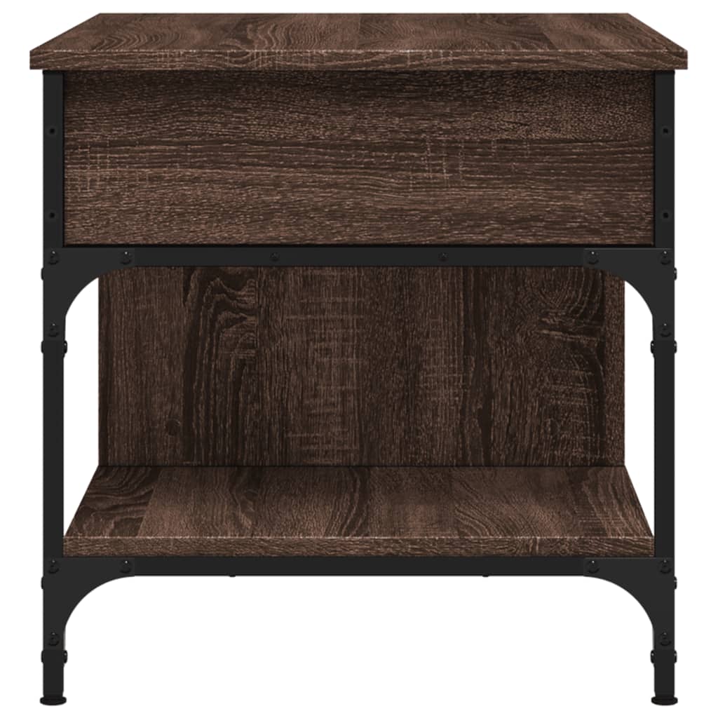 Kavos staliukas, rudas ąžuolo, 70x50x50cm, mediena ir metalas