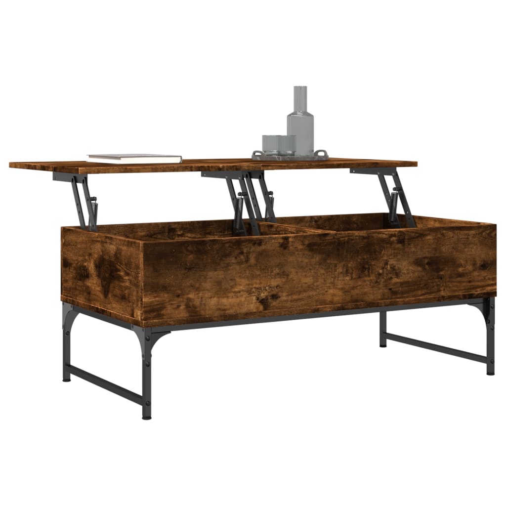 Kavos staliukas, dūminis, 100x50x40cm, apdirbta mediena/metalas