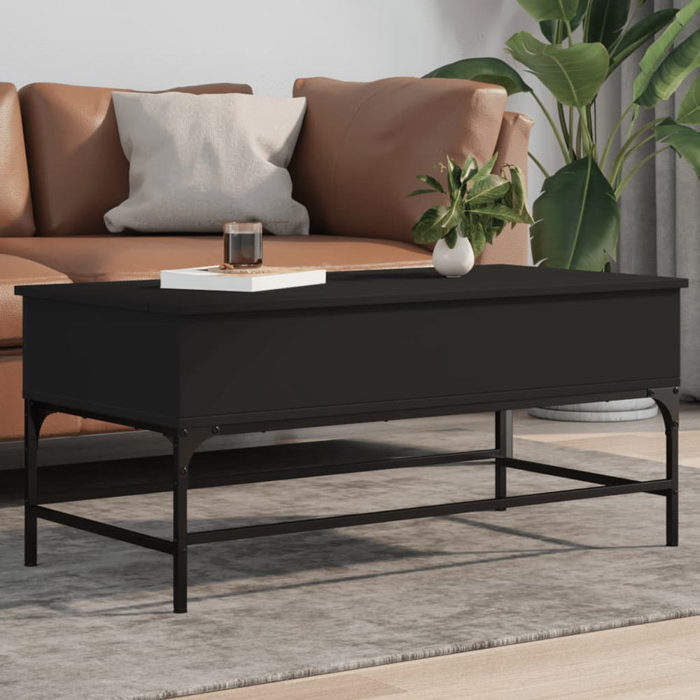 Kavos staliukas, juodas, 100x50x45cm, apdirbta mediena/metalas