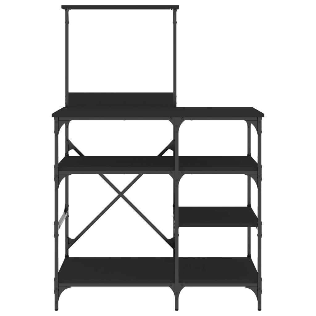 Virtuves plaukts, melns, 90x40x132cm, apstrādāta koksne/metāls