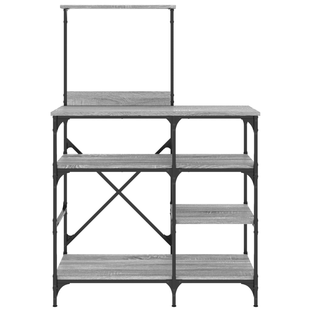 Virtuves plaukts, pelēks ozols, 90x40x132cm, koks un metāls