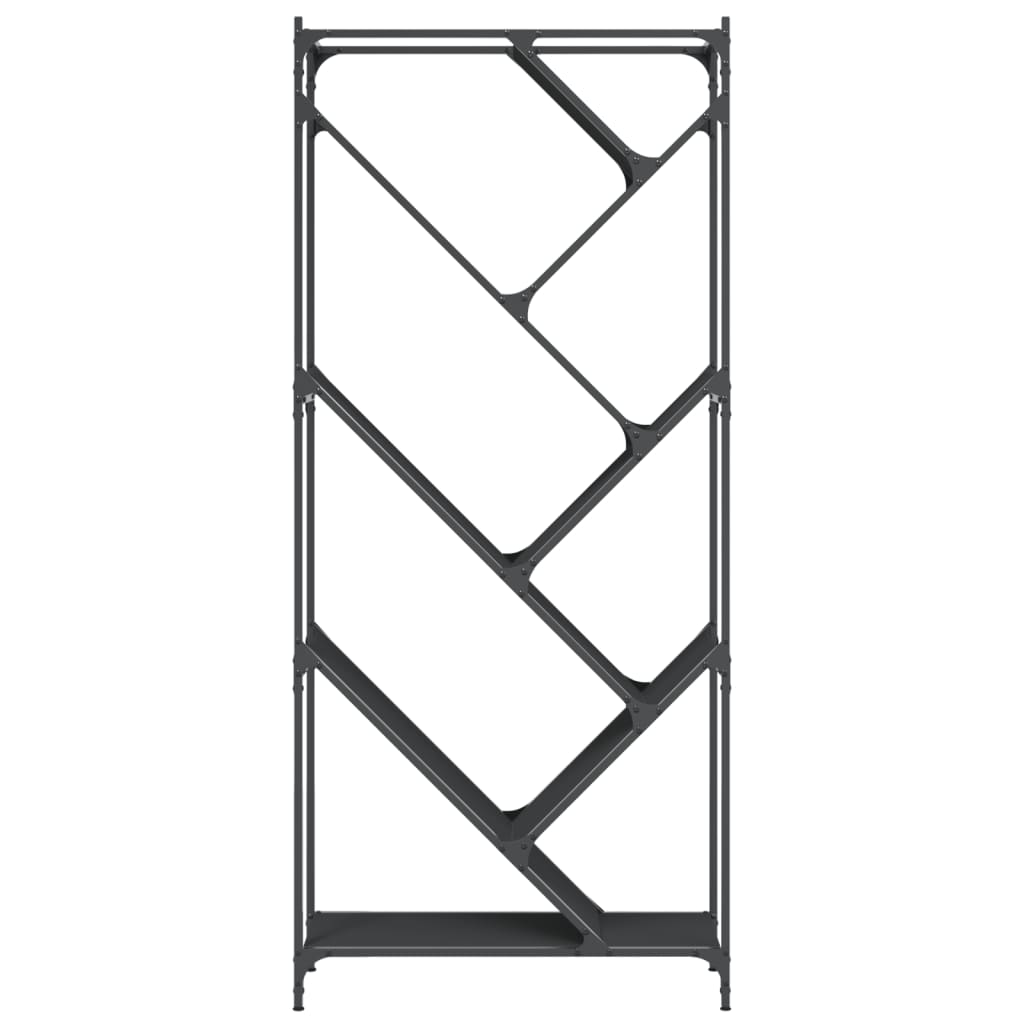 Knygų spinta, juoda, 79x30x180cm, apdirbta mediena ir metalas
