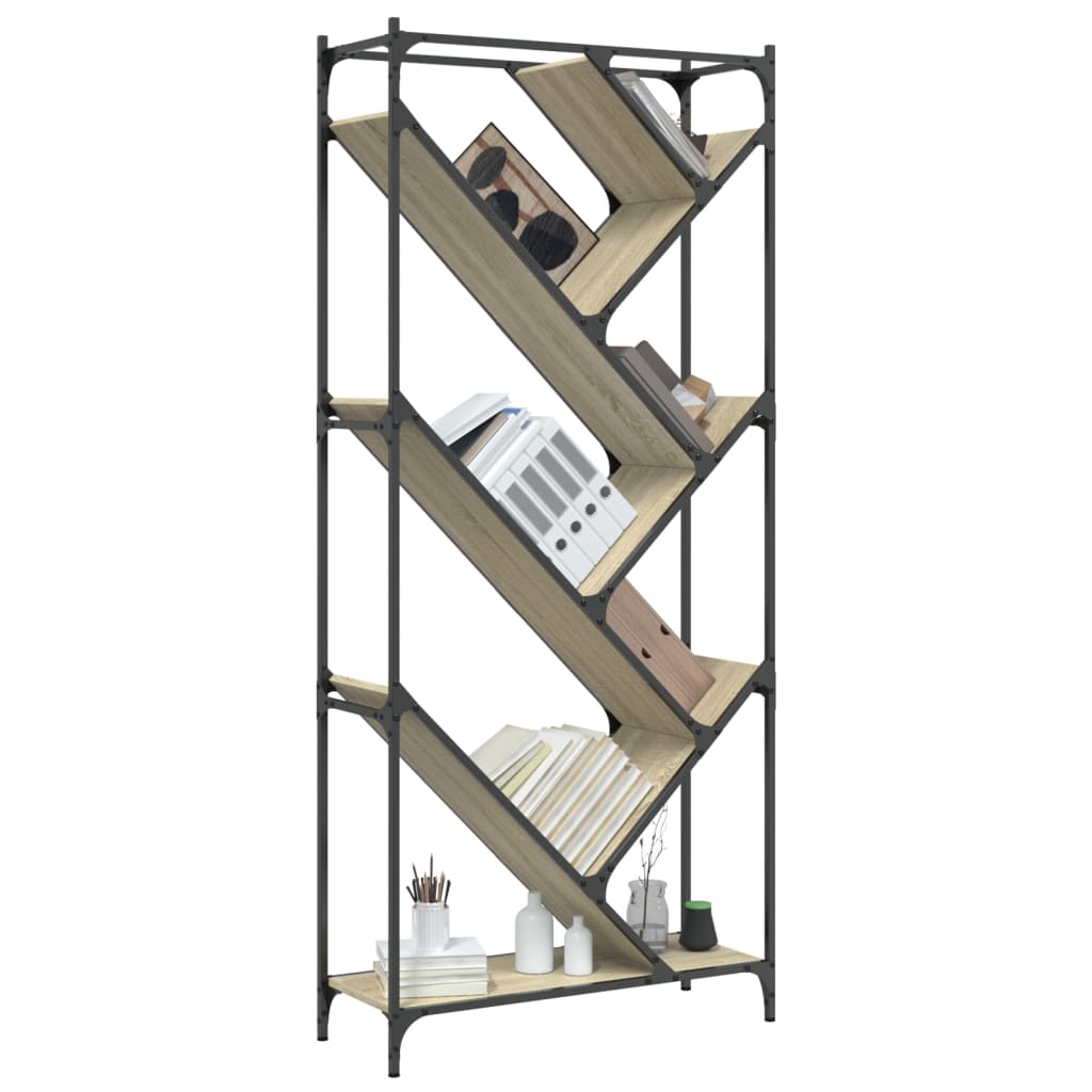 Bookcase, oak, 79x30x180cm, treated wood and metal