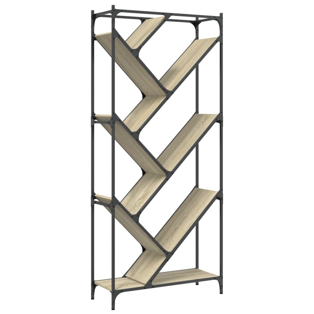 Bookcase, oak, 79x30x180cm, treated wood and metal