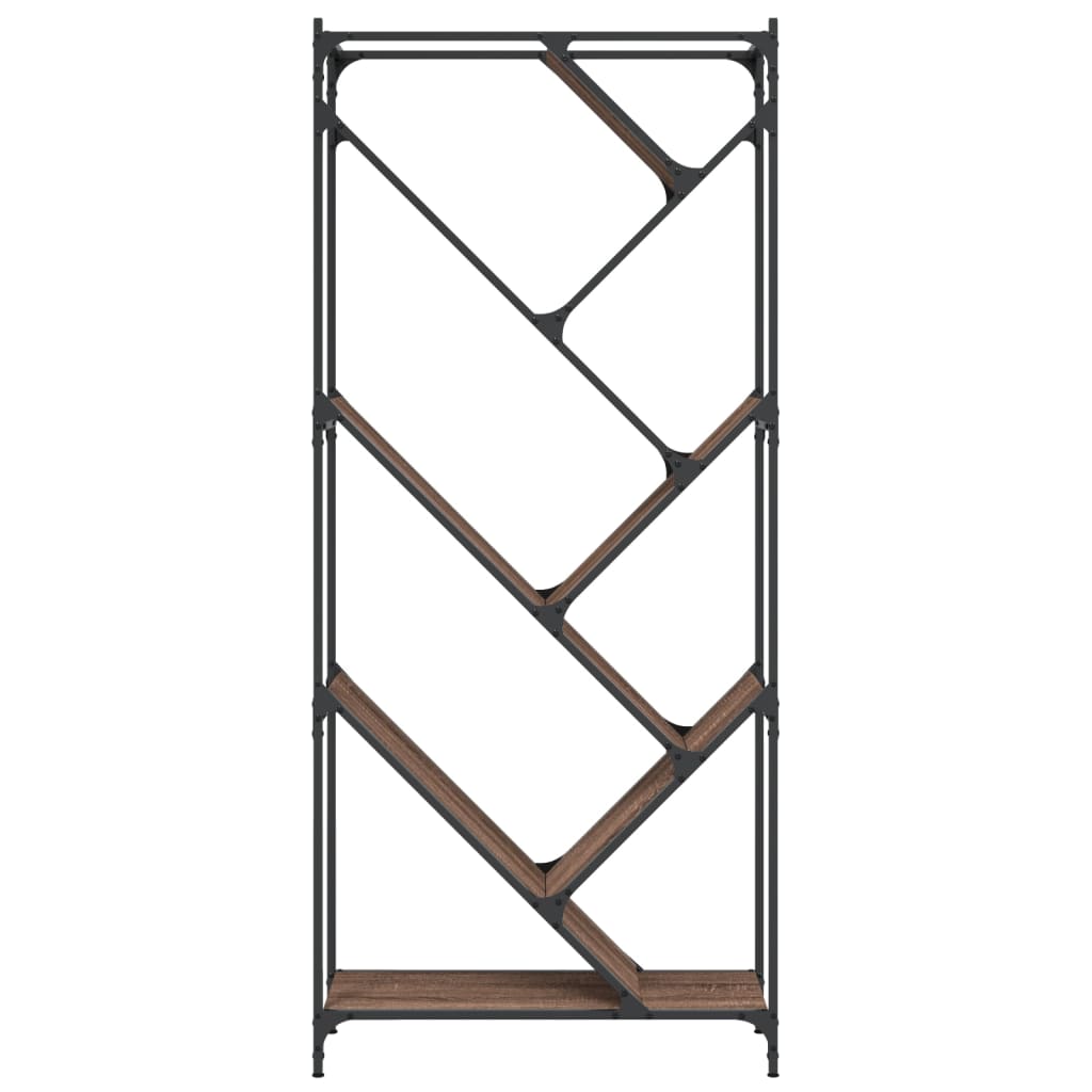 Bookcase, brown oak, 79x30x180cm, wood and metal
