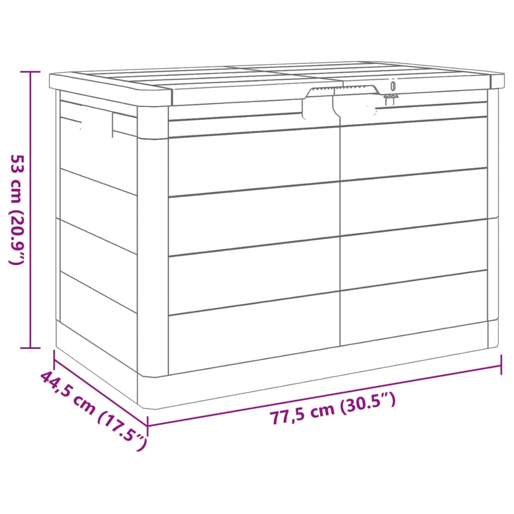 Outdoor storage box for cushions, gray, 77.5x44.5x53cm, PP