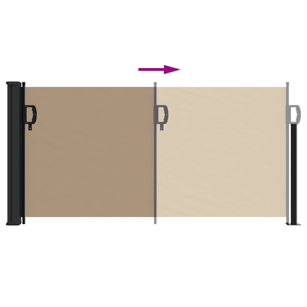 Retractable side awning, taupe color, 100x500cm