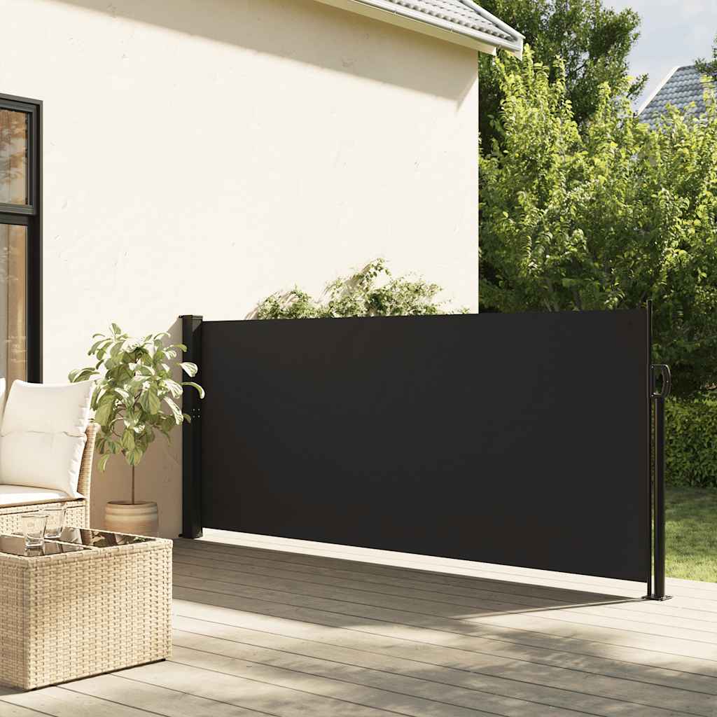 Ištraukiama šoninė markizė, juodos spalvos, 140x500cm