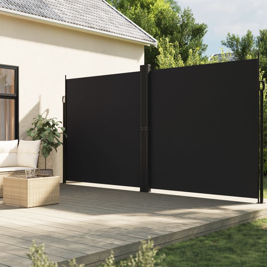 Retractable side awning, black, 200x1000cm