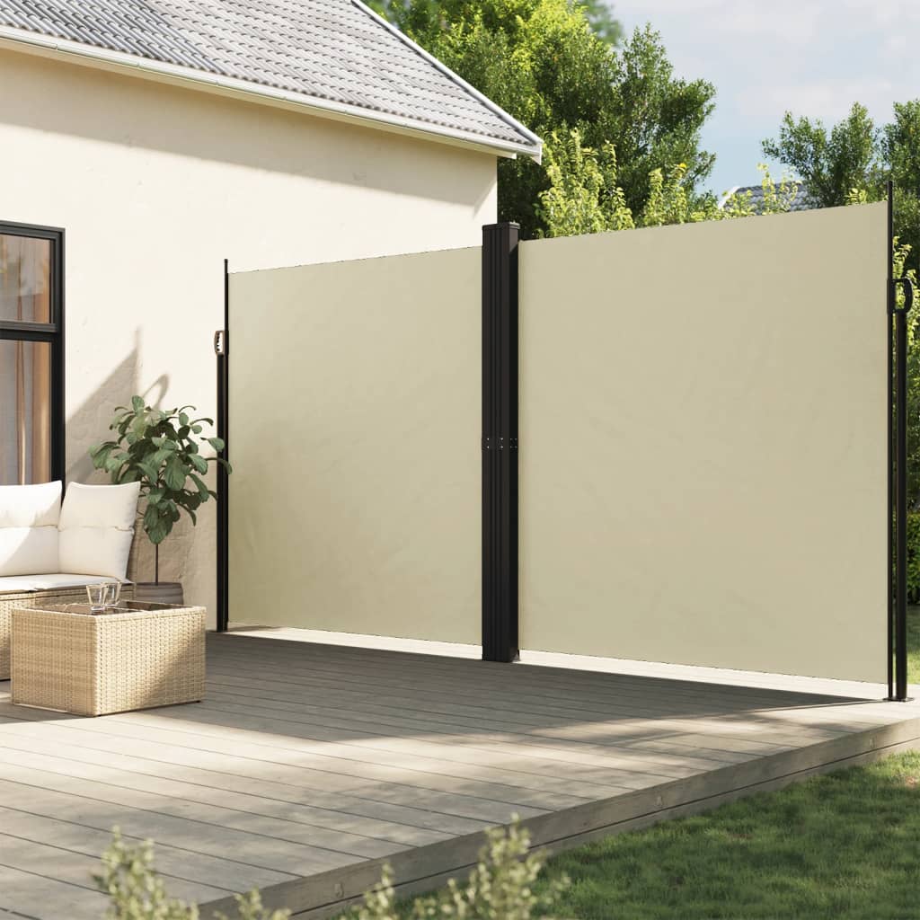 Ištraukiama šoninė markizė, kreminės spalvos, 220x1200cm