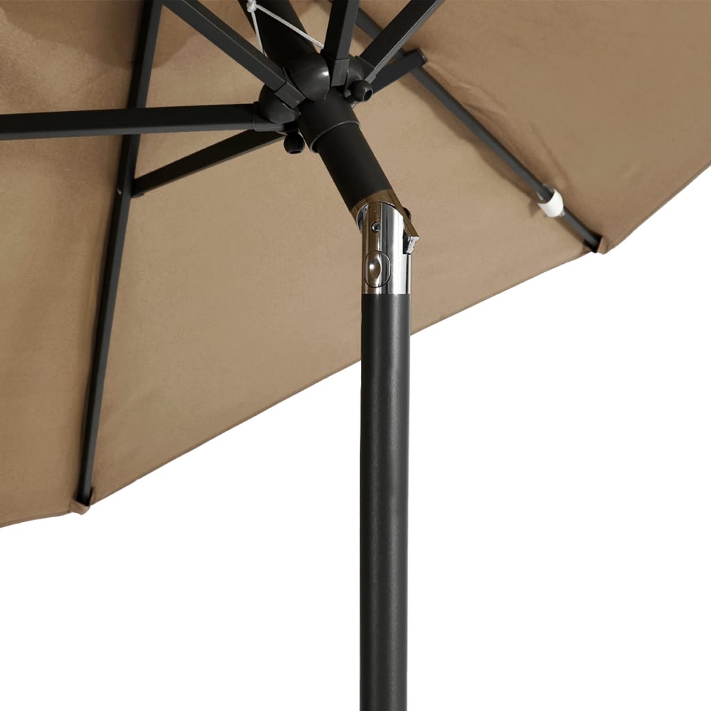 Steel pole sun umbrella, taupe, 225x225x212cm