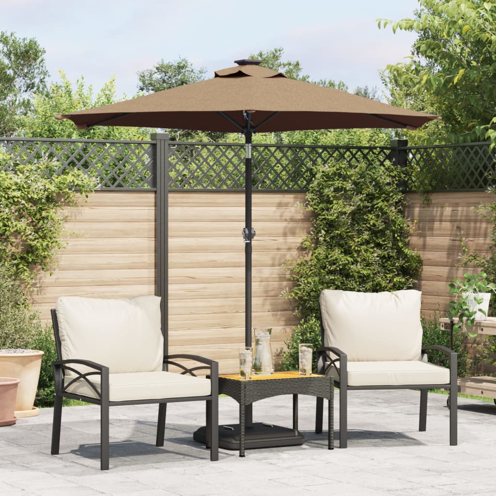 Steel pole sun umbrella, taupe, 225x225x212cm
