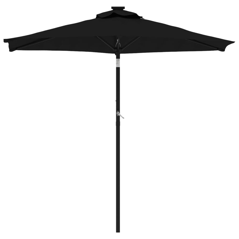 Sun umbrella with steel pole, black, 225x225x212cm