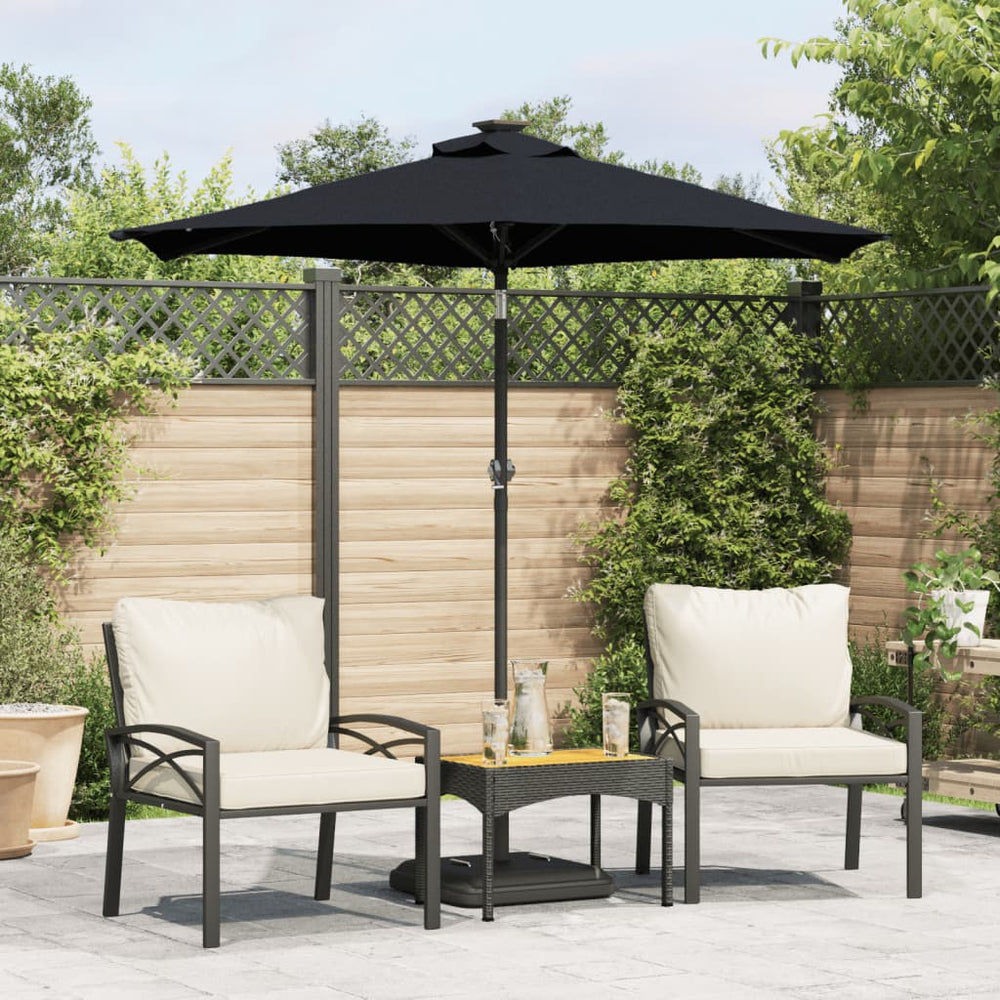 Sun umbrella with steel pole, black, 225x225x212cm