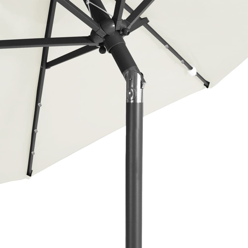 Sun umbrella with steel pole, white, 225x225x212cm
