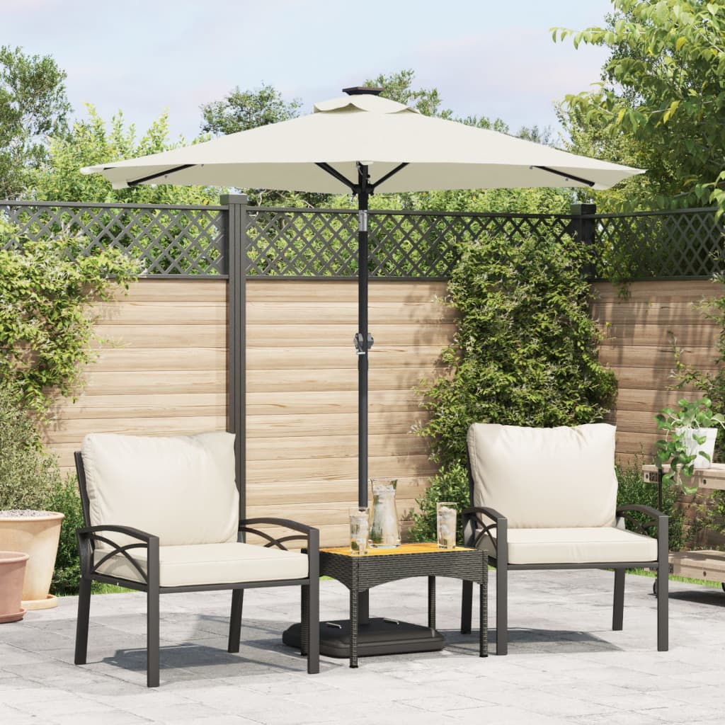 Sun umbrella with steel pole, white, 225x225x212cm