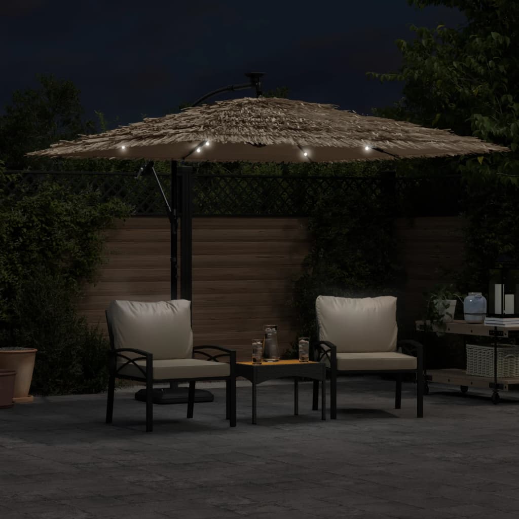 Sun Umbrella with LED/Steel Pole, Brown, 269x269x235cm